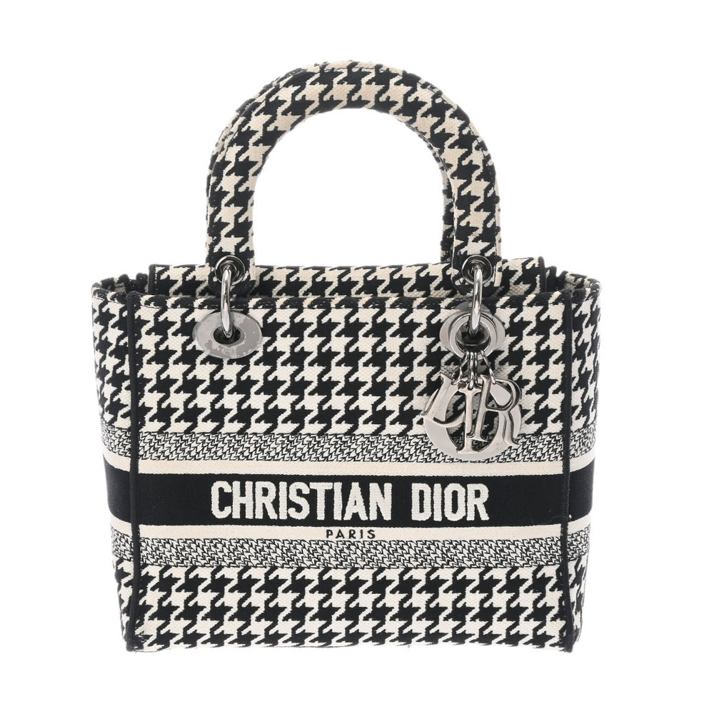 CHRISTIAN DIOR LADY LITE Black Houndstooth Handbag